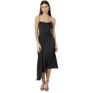 AllSaints Una satin midi Black Women’s dress Size 10